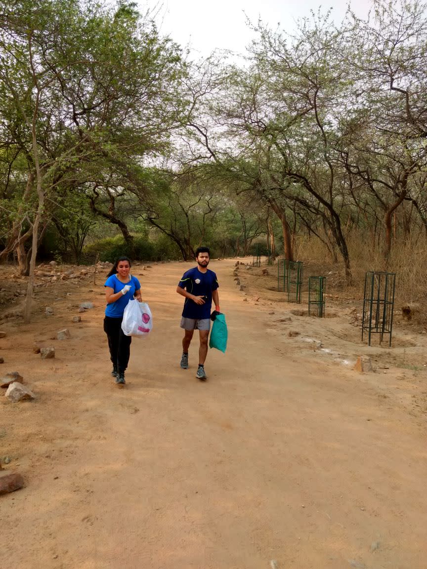 Plastic clean up drive at Sanjay Van