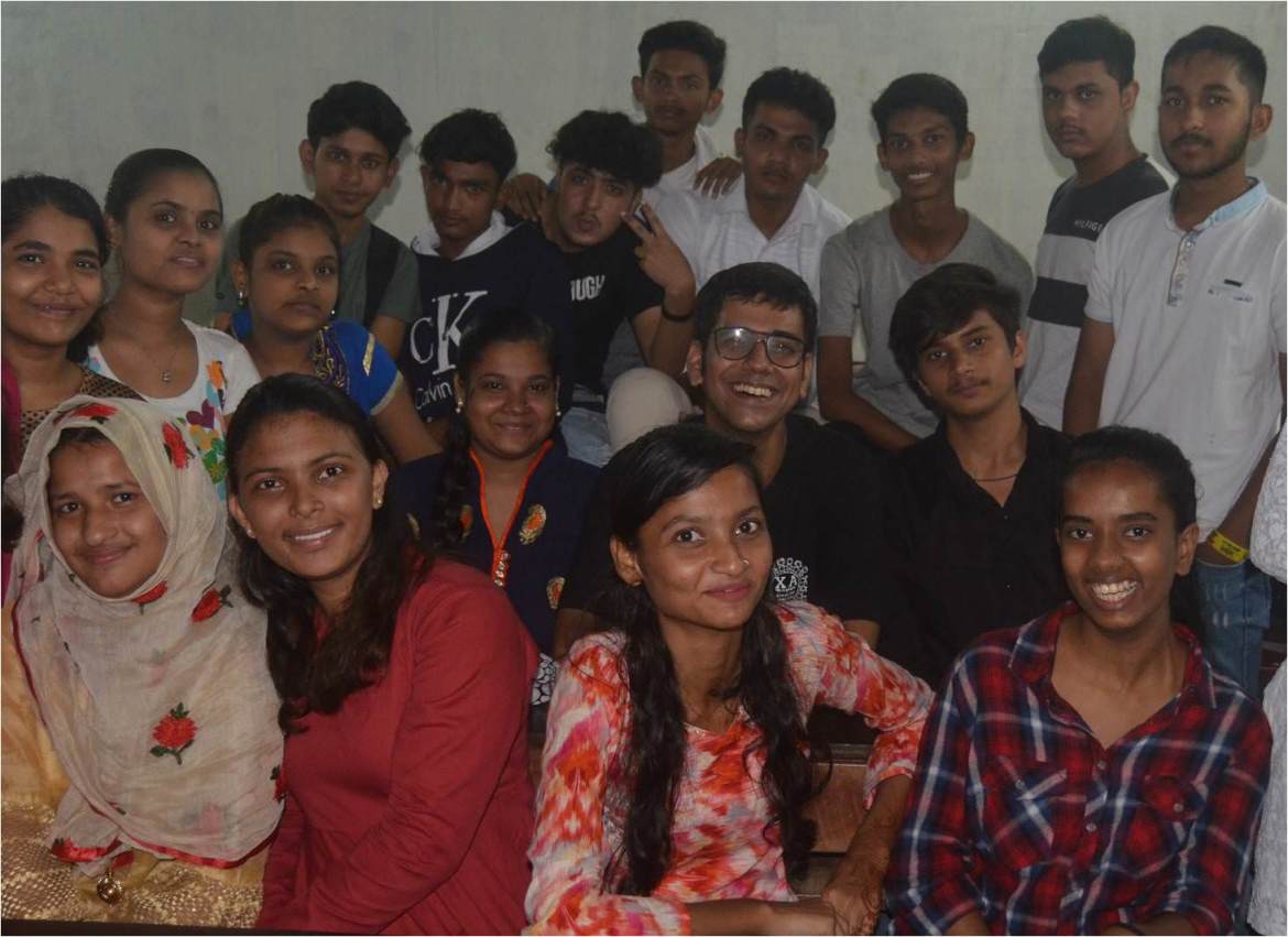 Anoop with students in 2019