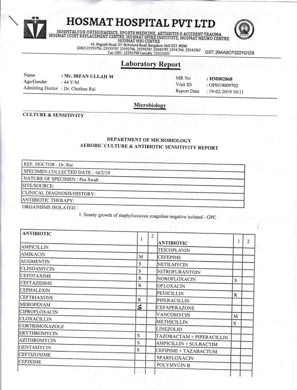 Latest Laboratory Report