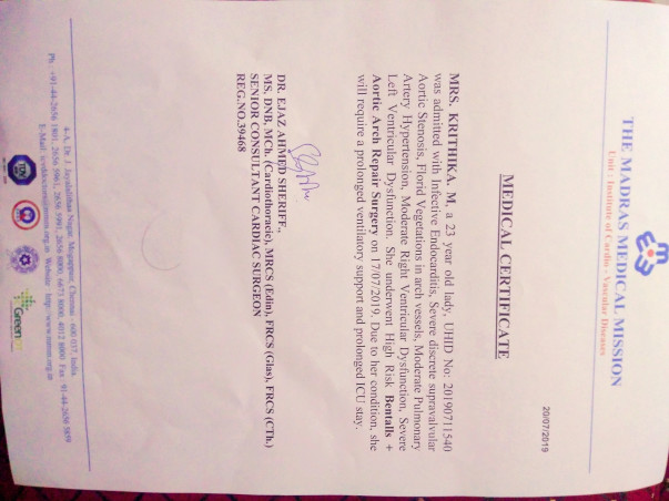 Help Krithika Undergo Heart Surgery