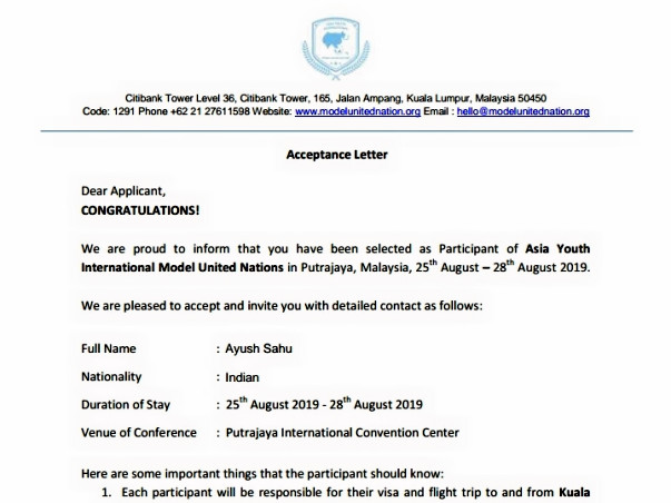 Fund to attend AYIMUN
