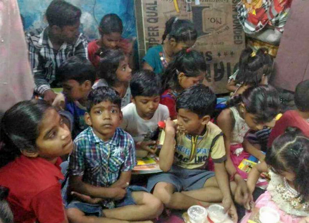 Evening class for Slum Children in Delhi