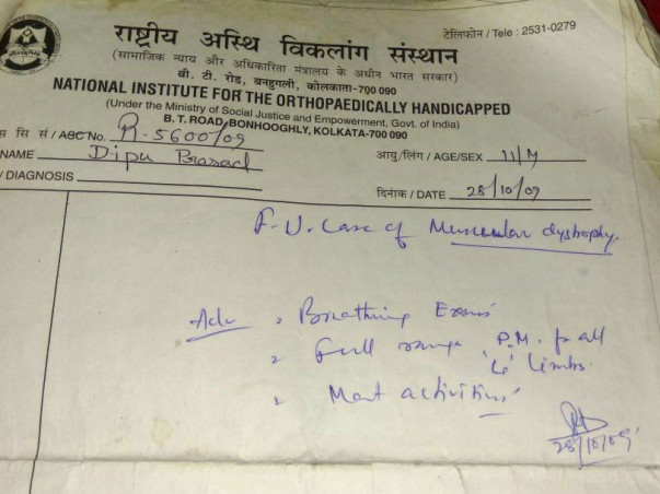 Help Deepu(18) be a normal man again defeating his paralysis.