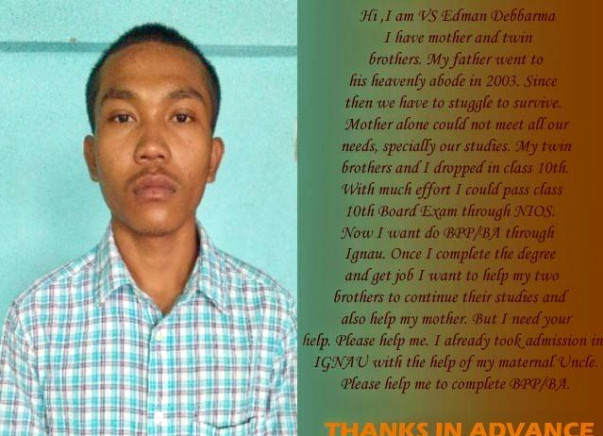 VS Edman Needs your Help to Complete His Education