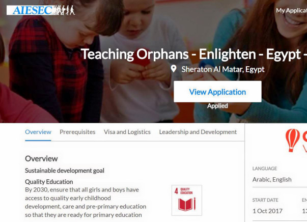 Help me teach orphans in Egypt through the AIESEC Global volunteer