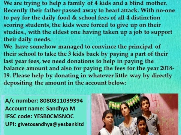 Help This Single Blind Mother Send Her 4 kids To School.