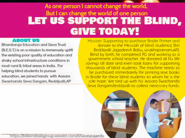 Help Buy Braille Printer To Print&donate Text Books For Blind Students