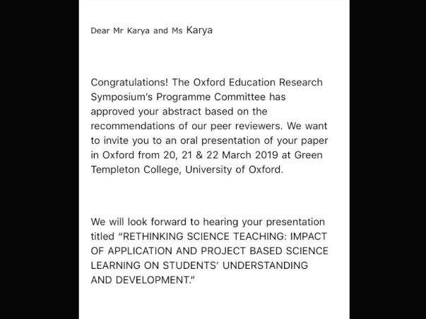 Help Luv Karya Present A Paper At Oxford University