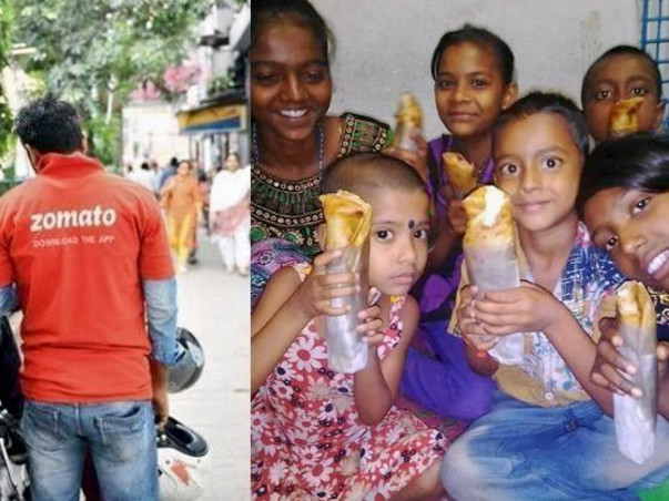 Zomato Delivery Guy Feeds Underprivileged Kids And Teaches Them Too