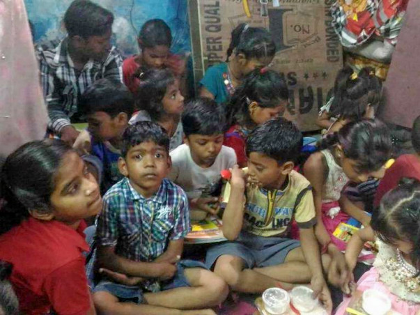 Evening class for Slum Children in Delhi