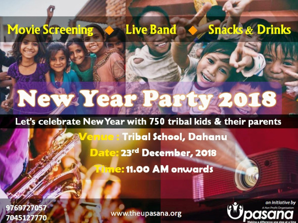 New Year Party 2018 for 800 Tribal Kids in interiors of Dahanu