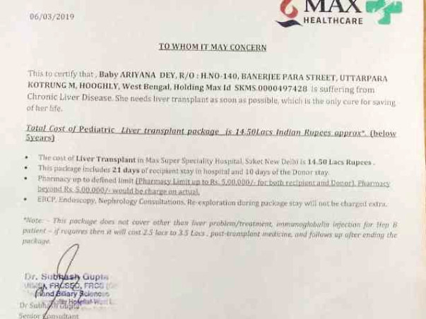 Help 5 Month Old Girl For Liver Transplantation
