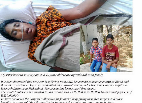 Help 32 years old Nagamani need Bone marrow tranplant please save her