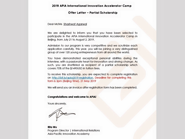 Help Shashwat Attend APIA Accelerator Program 2019