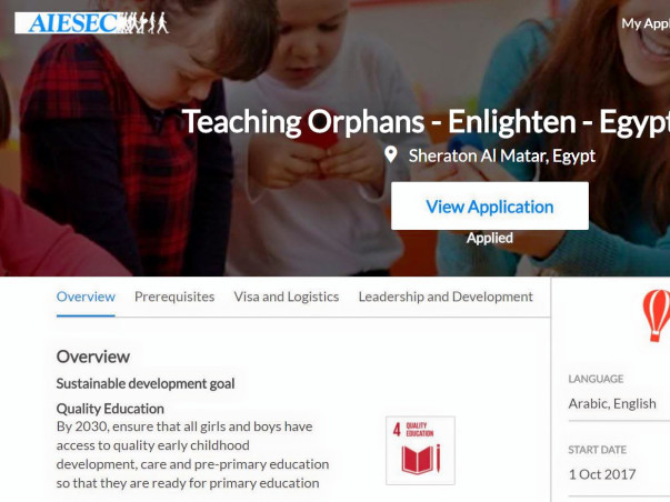 Help me teach orphans in Egypt through the AIESEC Global volunteer